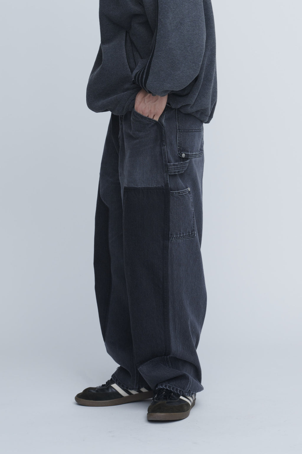 INSCRIRE Japan製 Double Knee Black Denim セール】INSCRIRE | ブラックデニム ダブルニーパンツ MEN（デニム