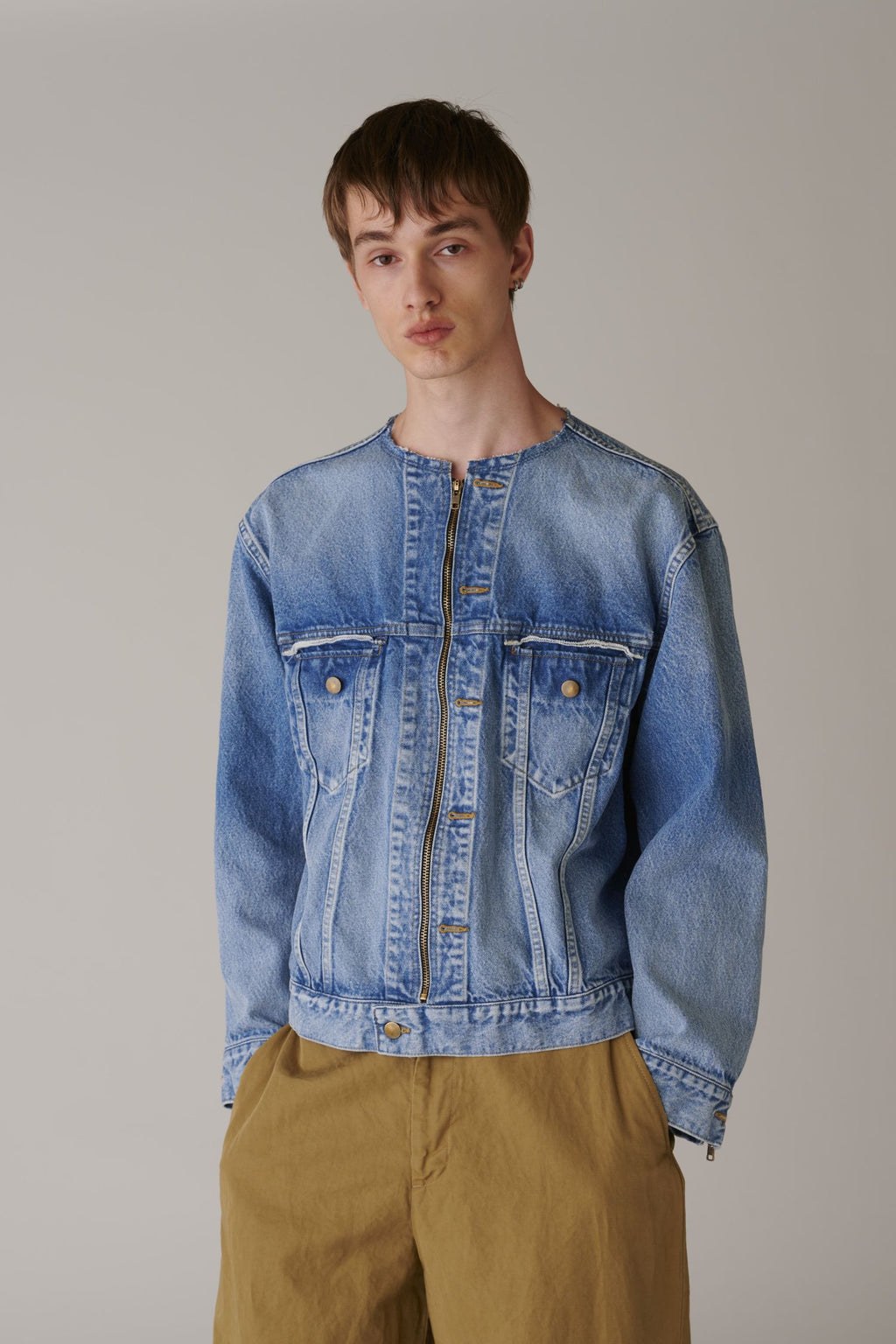 INSCRIRE ライトブルーデニムジャケット Used Denim Zip Jacket – INSCRIRE
