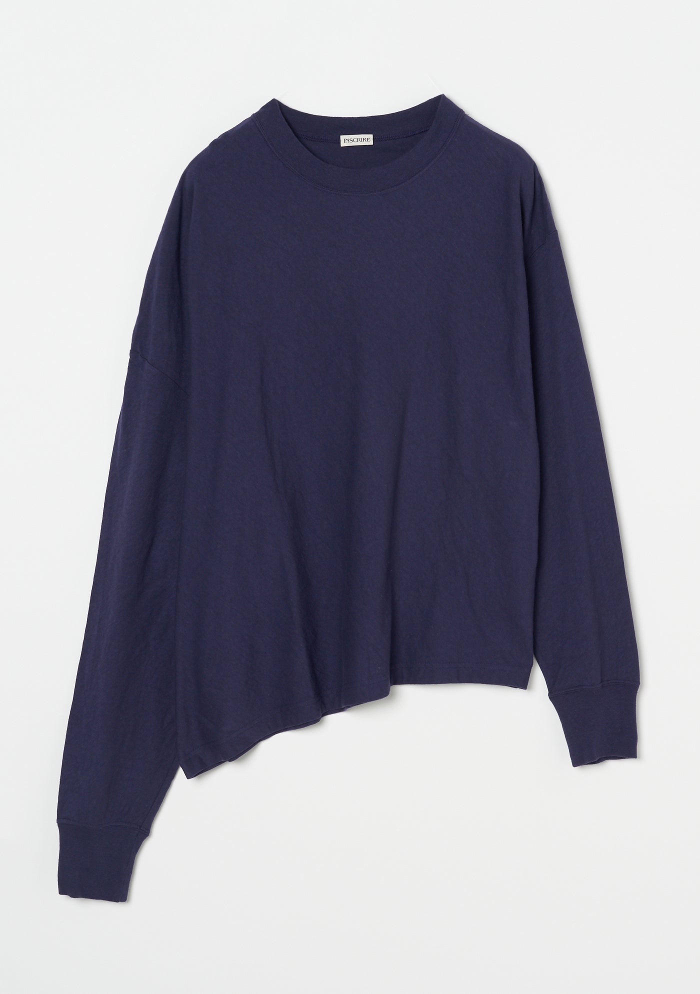 INSCRIRE | ラフィコットン アシンメトリー ロングスリーブTシャツ Long Sleeve Raffi Jersey Asymmetry – INSCRIRE