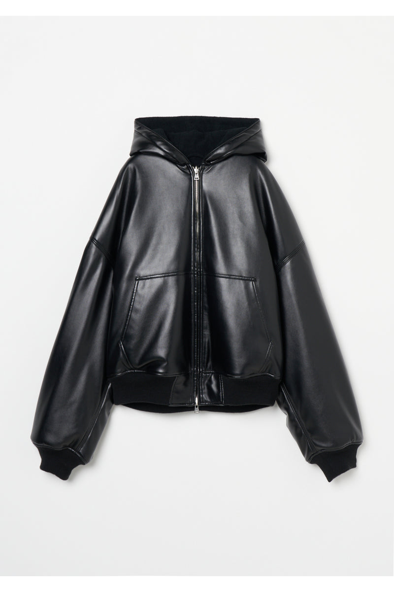 Leather Zip Up Hoodie