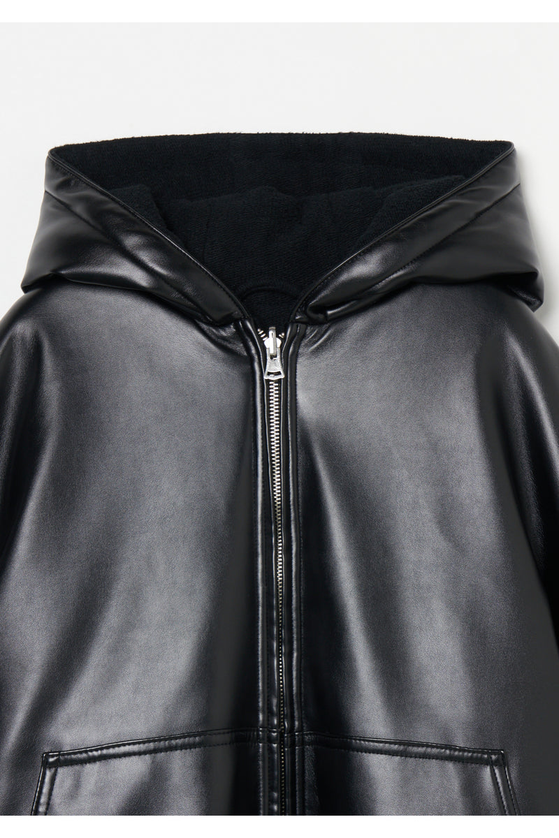 Leather Zip Up Hoodie