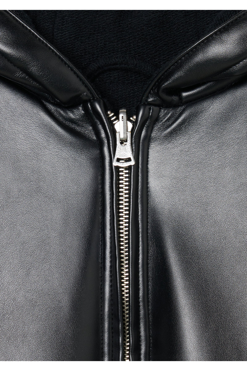 Leather Zip Up Hoodie