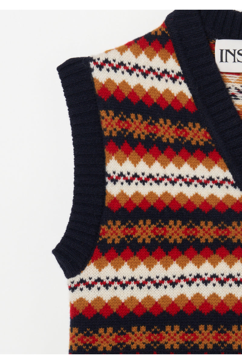Fairisle Tight Fit V Neck Vest