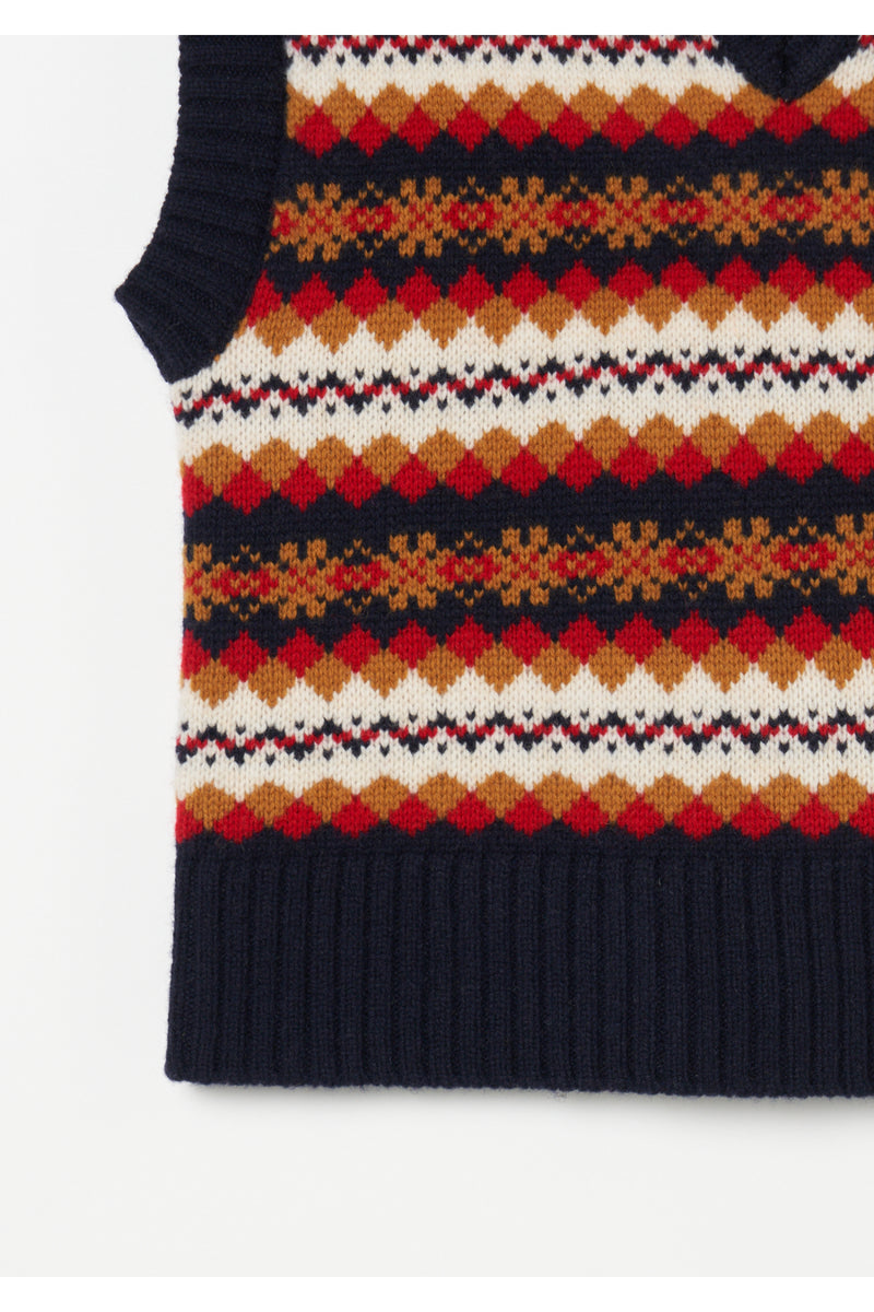 Fairisle Tight Fit V Neck Vest