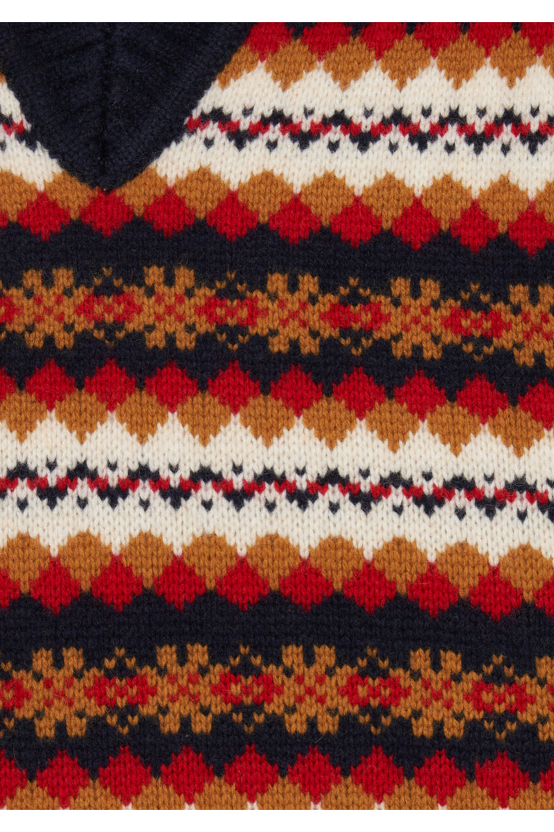 Fairisle Tight Fit V Neck Vest