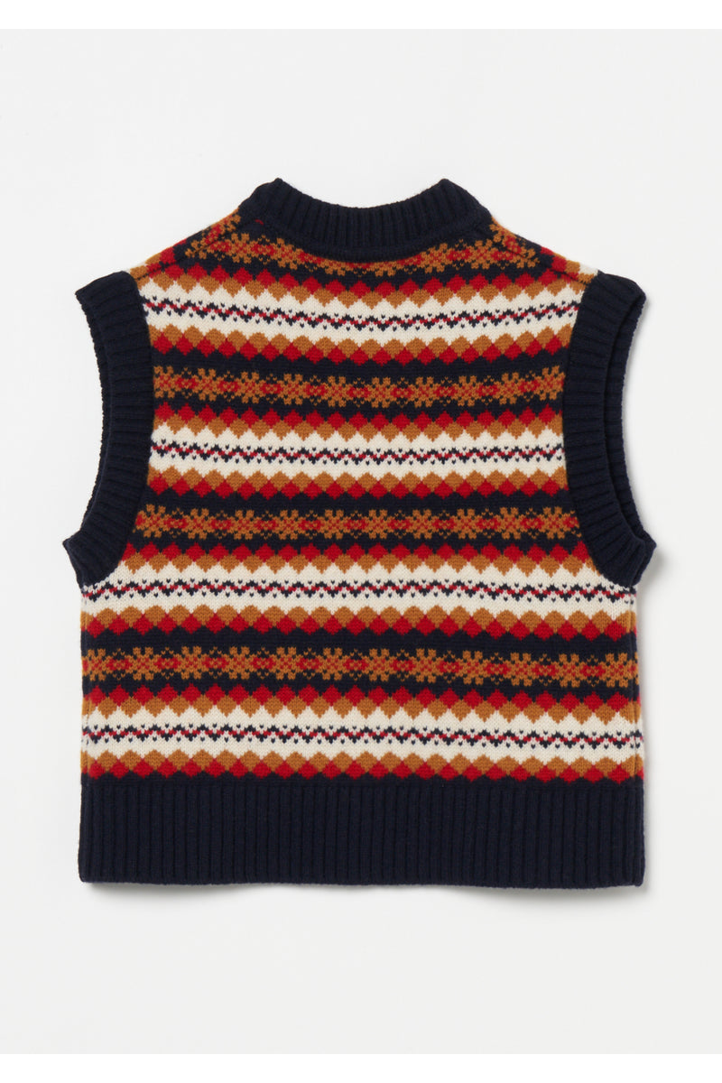 Fairisle Tight Fit V Neck Vest