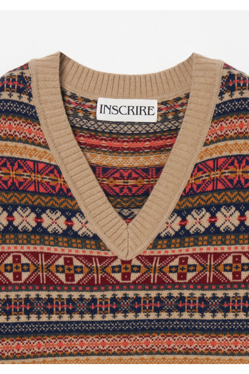 Fairisle V Neck Vest