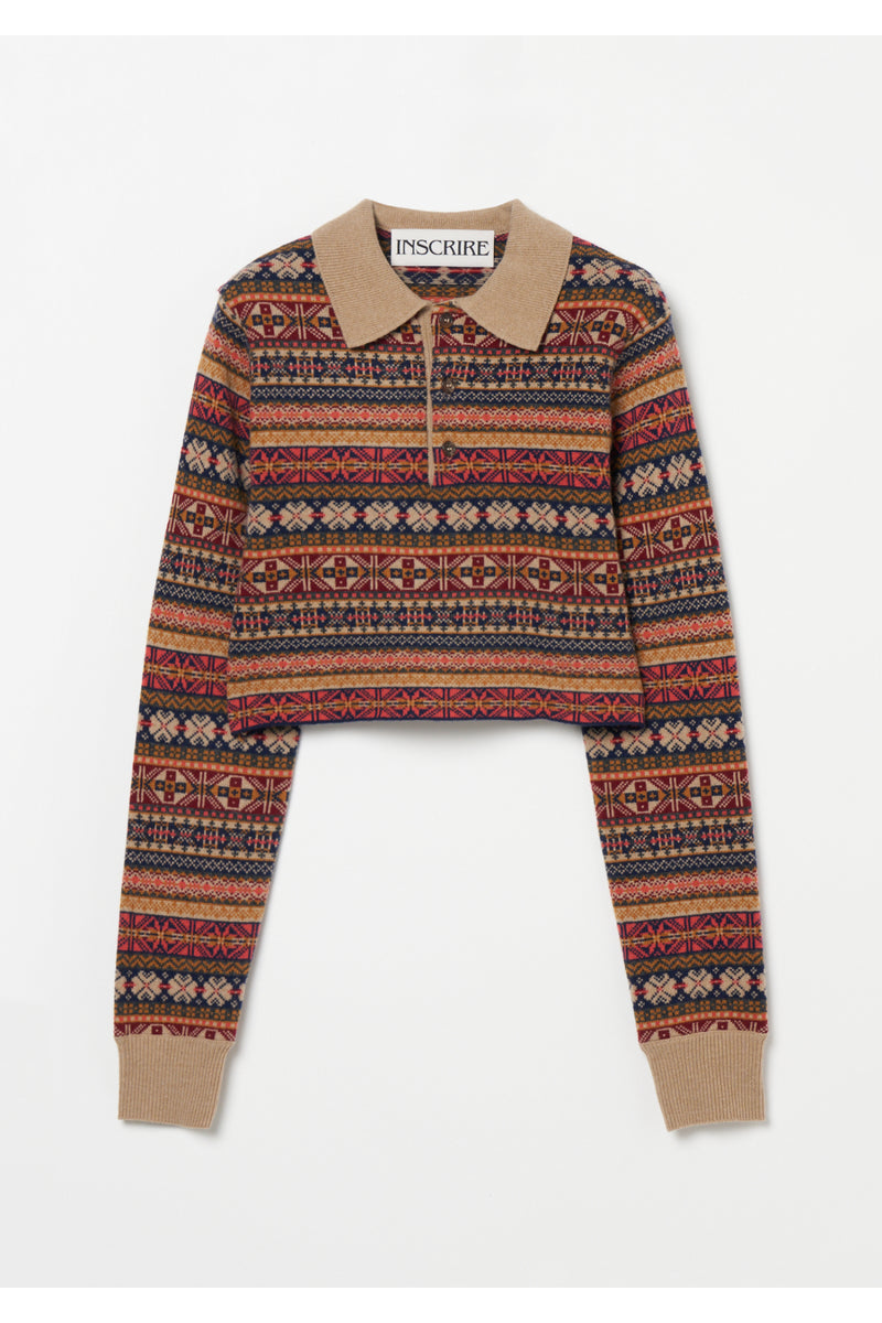 Fairisle Short Polo Sweater　