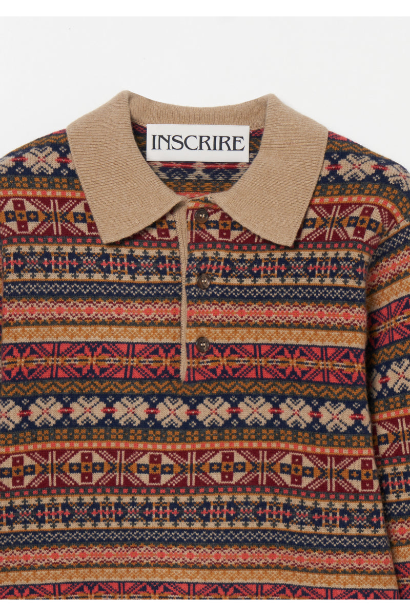 Fairisle Short Polo Sweater　