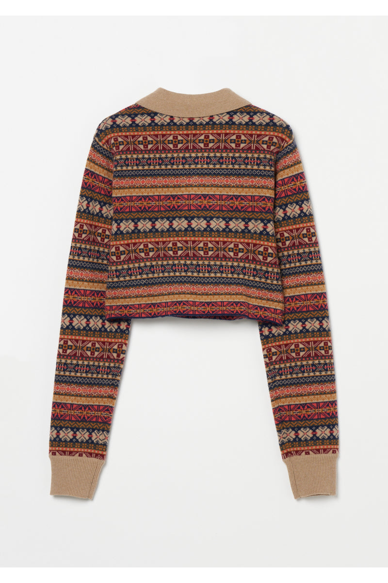 Fairisle Short Polo Sweater　