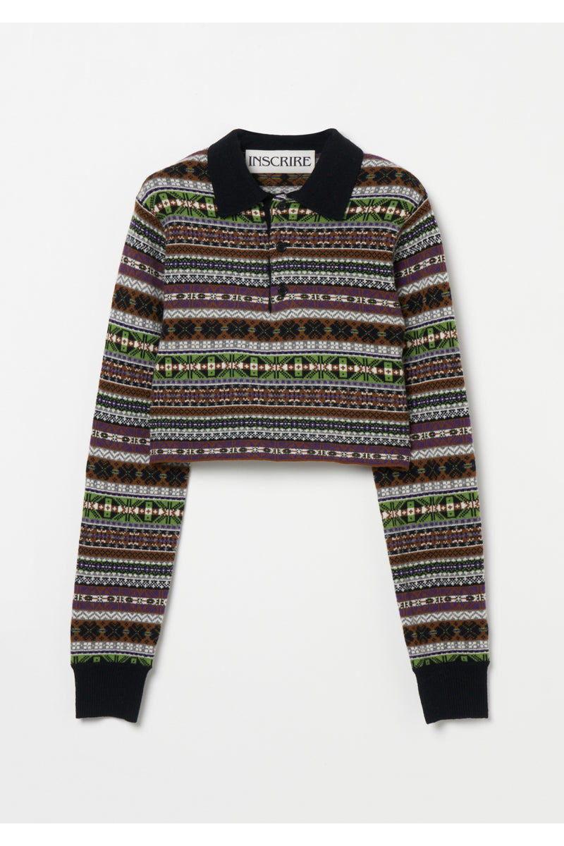 Fairisle Short Polo Sweater　