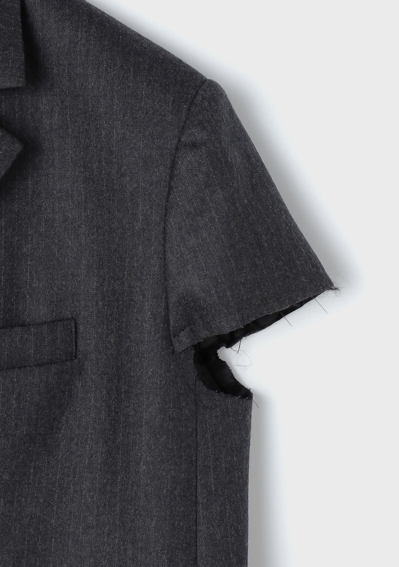 Wool Gabardine Short Sleeve Jacket