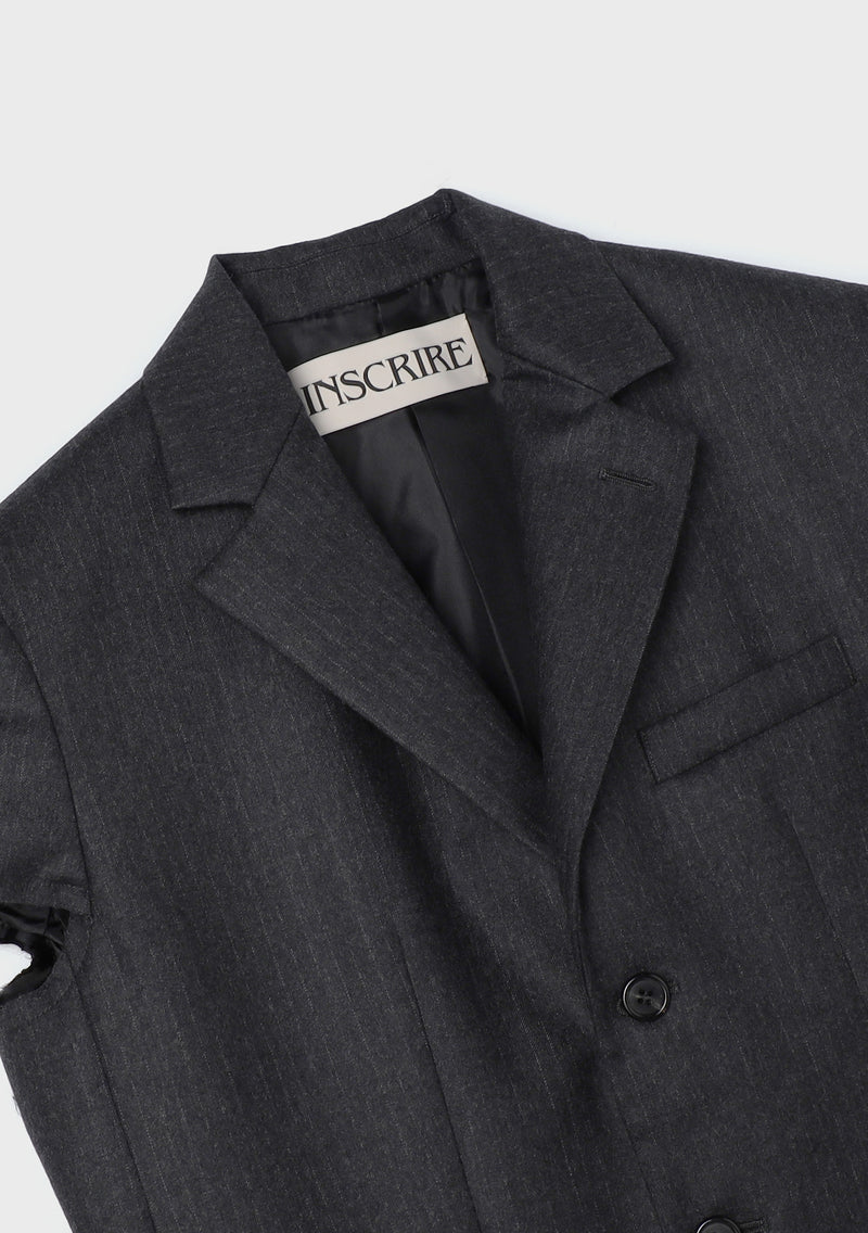 Wool Gabardine Short Sleeve Jacket