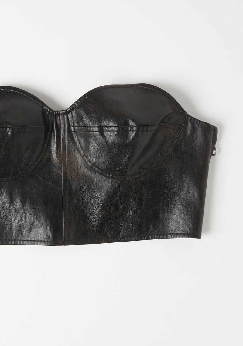 Fake Leather Bra Top