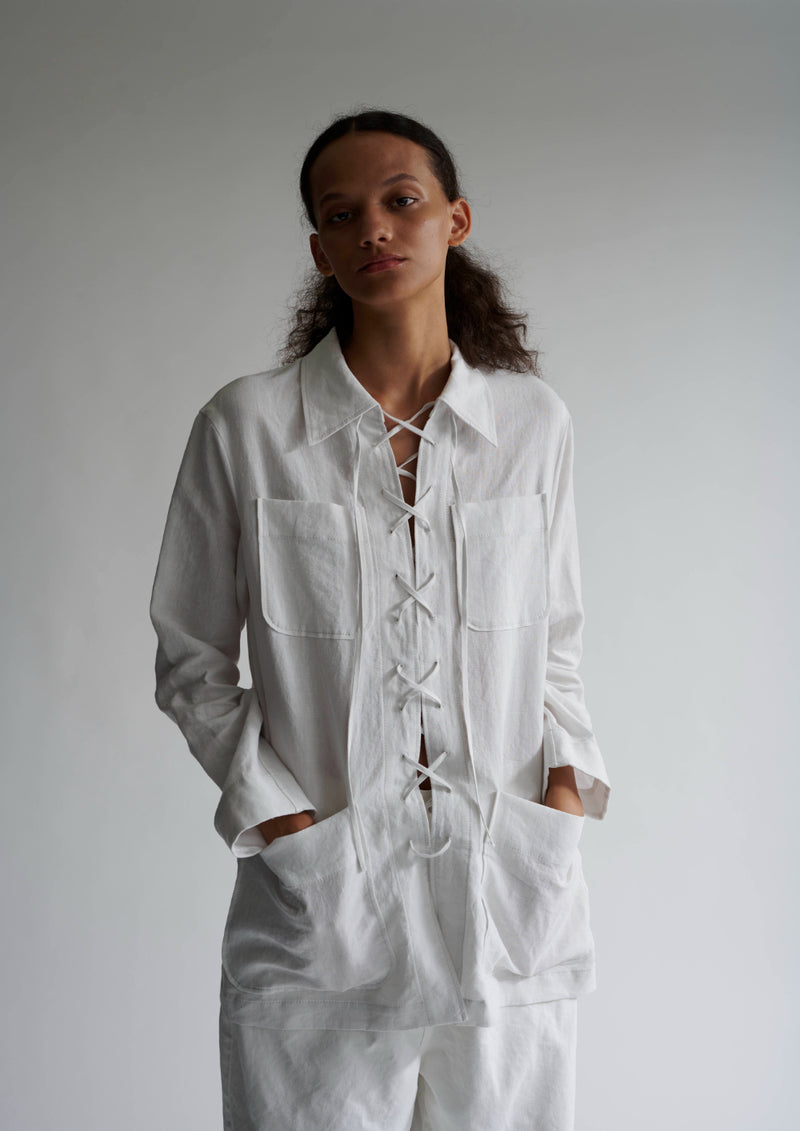 【25SS PRE ORDER】Linen Laceup Shirt