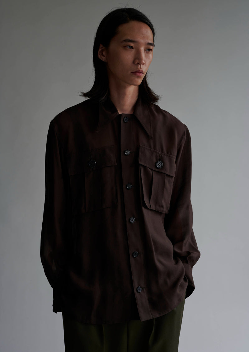 【25SS PRE ORDER】Sheer Satin Millitary Jacket