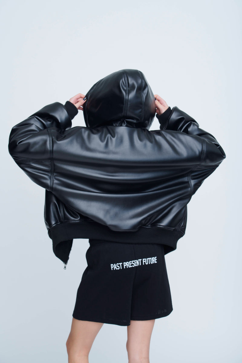 Leather Zip Up Hoodie