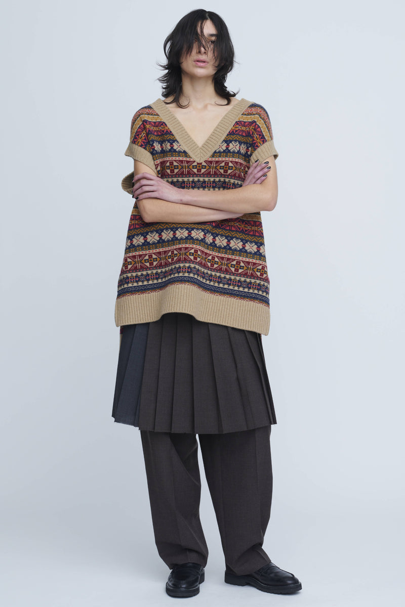 Wool Wrap Pleats Skirt　