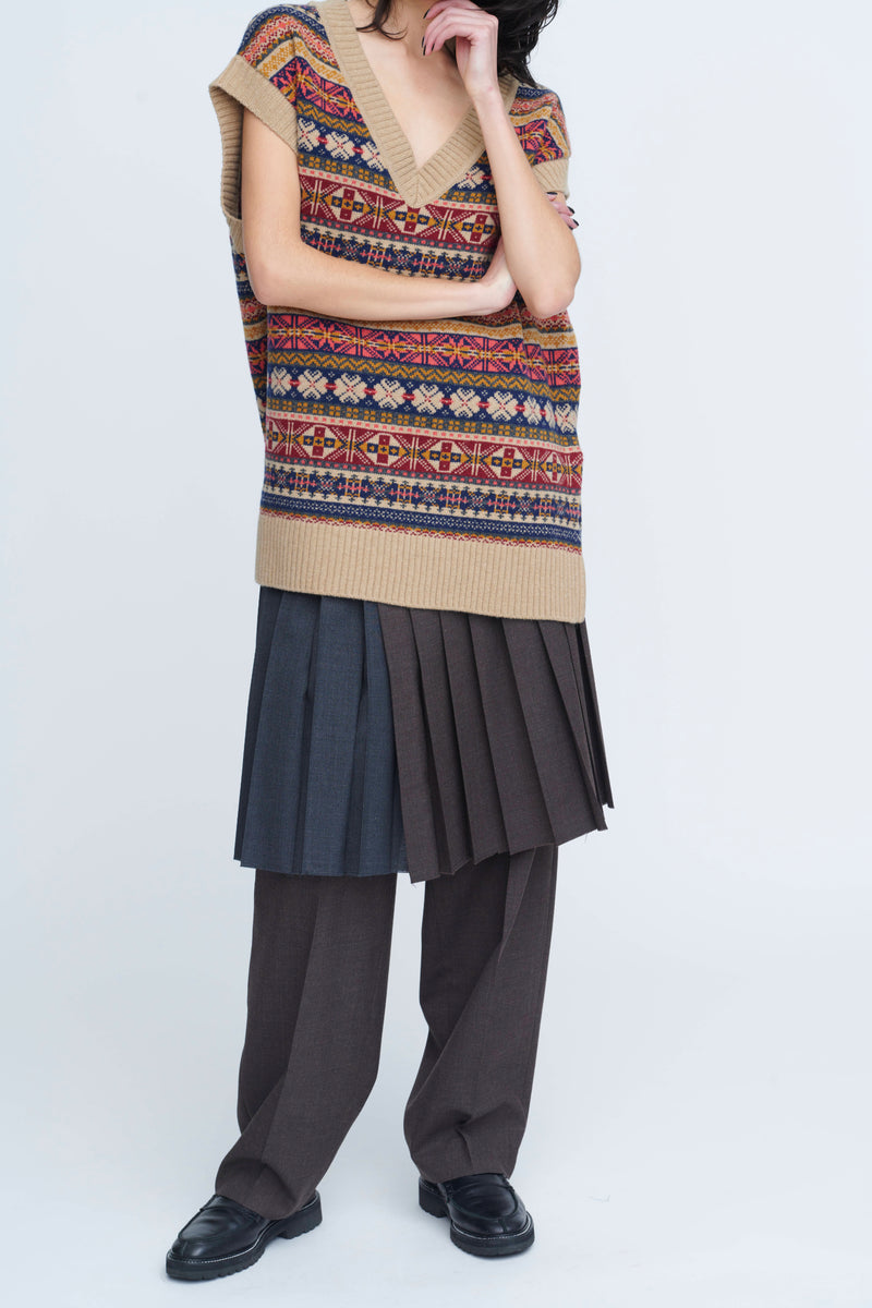 Wool Wrap Pleats Skirt　