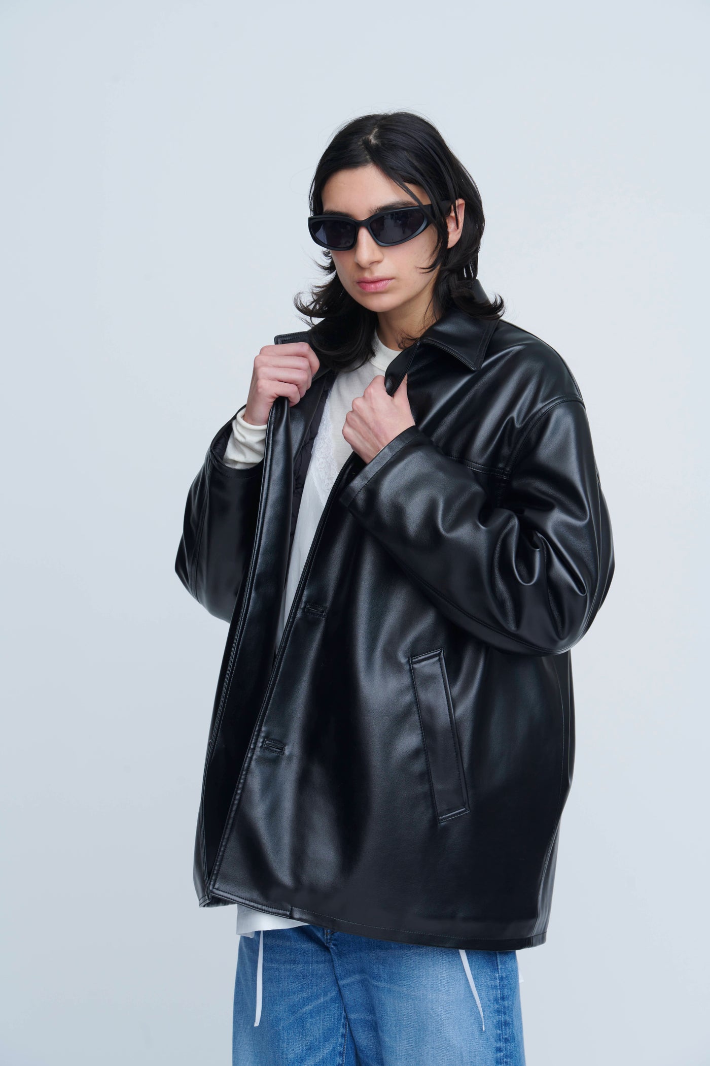 ネイビー ウール レザー ジャケット BUT WIN BUTWIN × MISSION DISTRICT】24th st. MISSION MOT