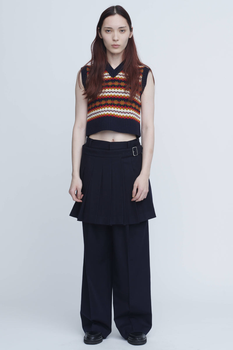 Fairisle Tight Fit V Neck Vest