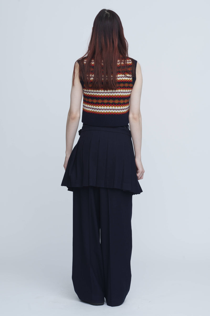 Fairisle Tight Fit V Neck Vest