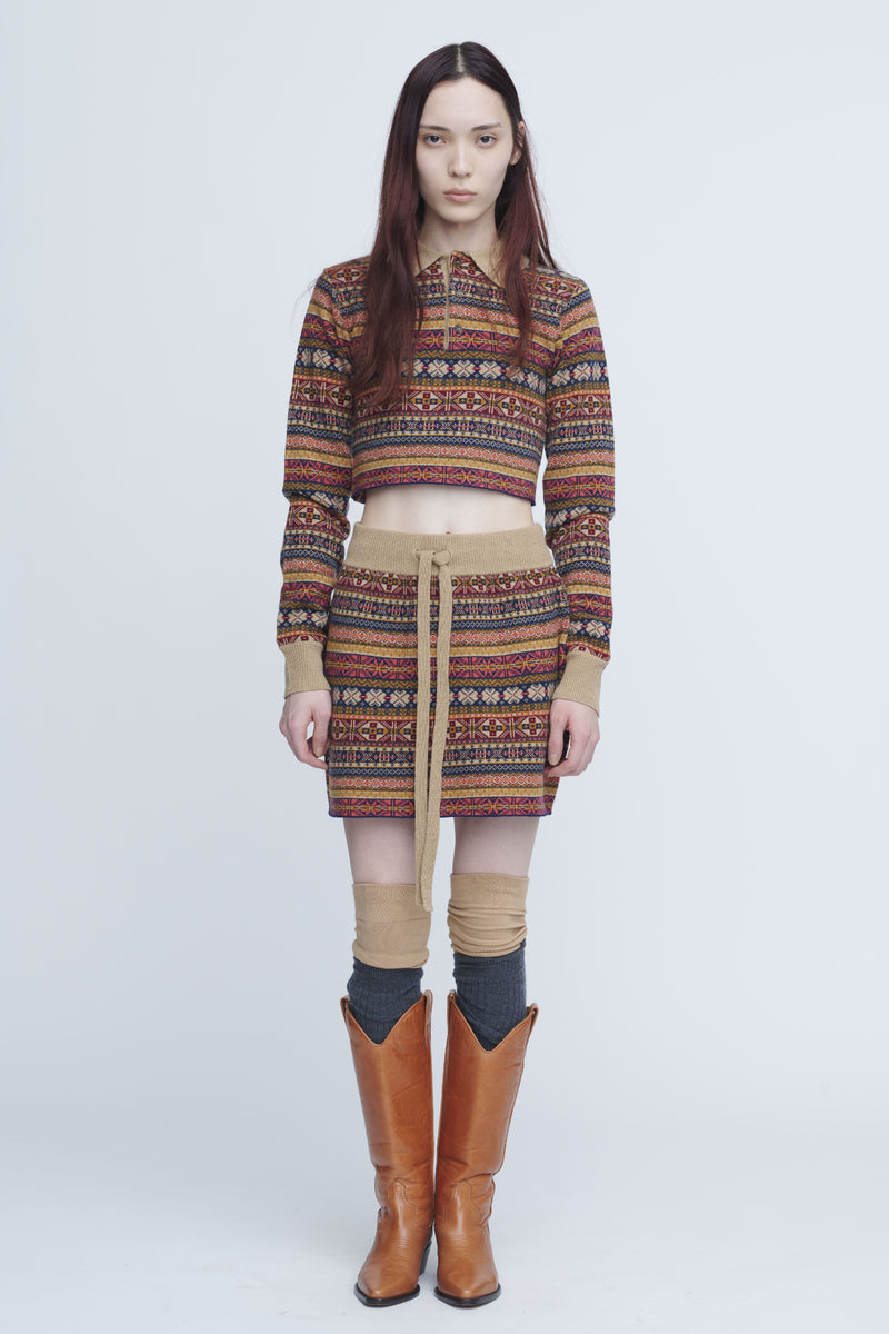 Fairisle Short Polo Sweater　