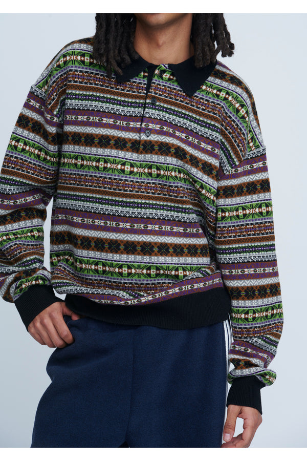 Fairisle Polo Sweater　