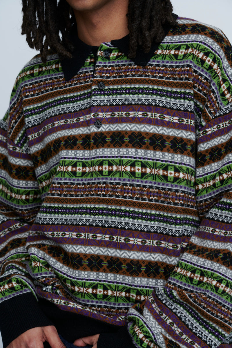Fairisle Polo Sweater　