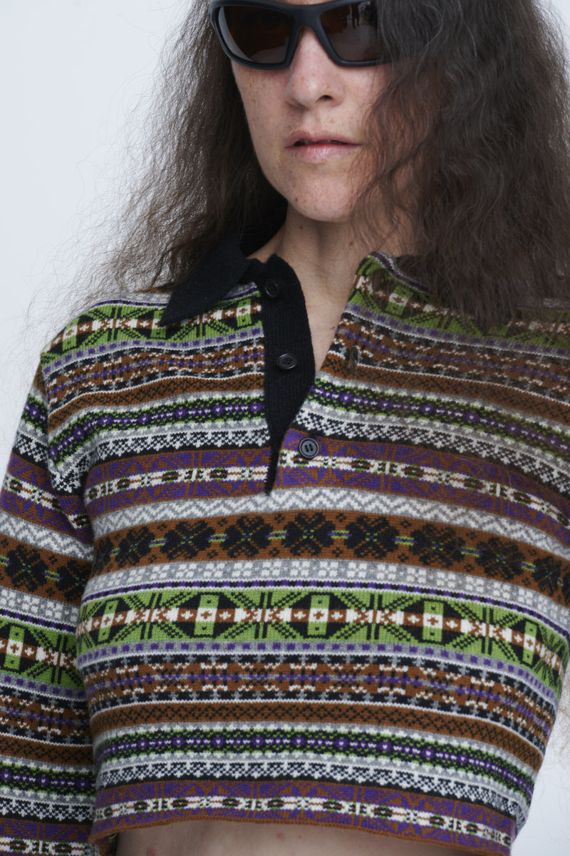 Fairisle Short Polo Sweater　