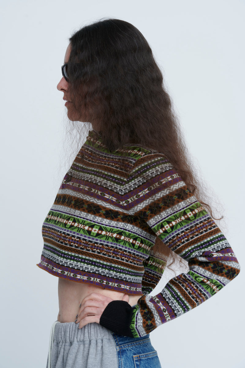 Fairisle Short Polo Sweater　
