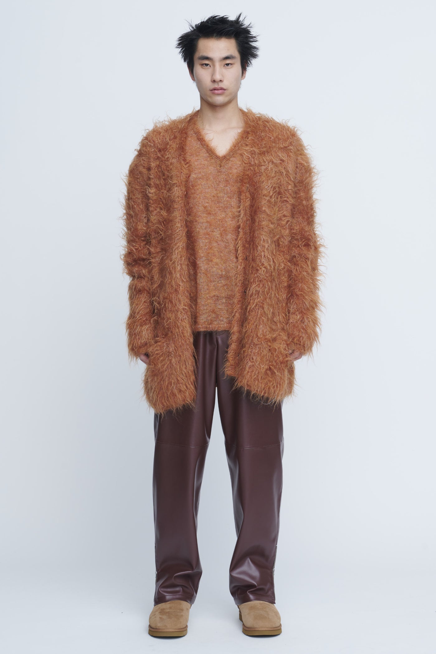 メルヴィンス SHAGGY CARDIGAN ブラウン サイズL S3075 BLACK BY MOUSSY | shaggy knit cardigan (カーディガン ) |SHEL