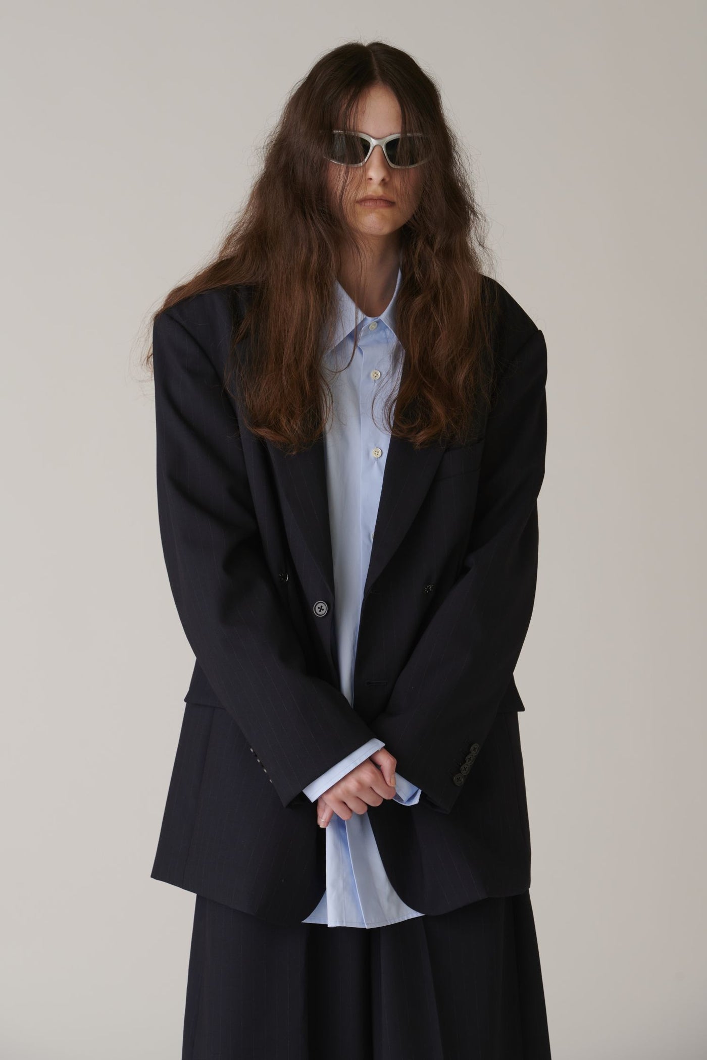 INSCRIRE WOOL BACK OPEN JACKET - NAVY 2