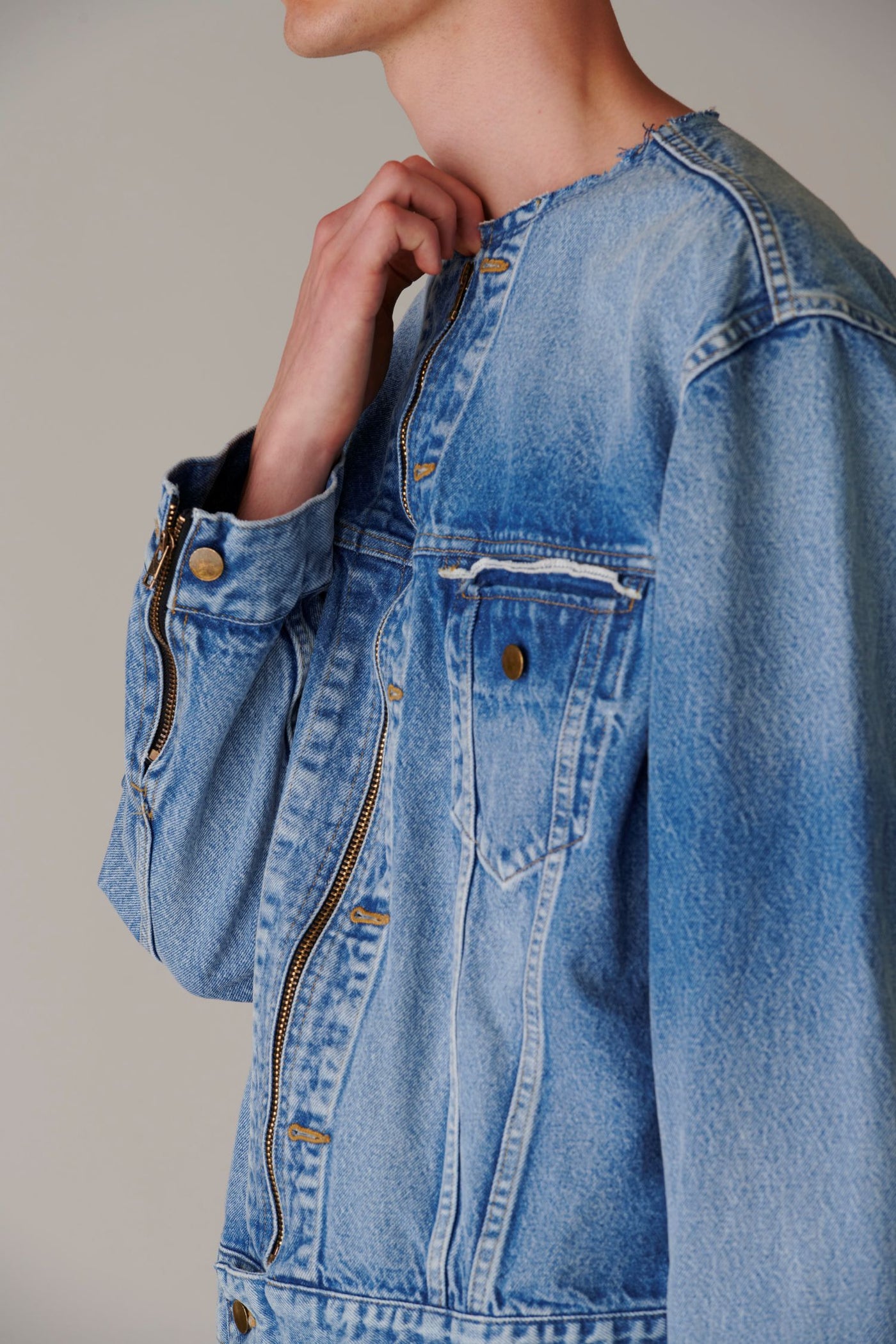 Used Denim Zip Jacket – INSCRIRE