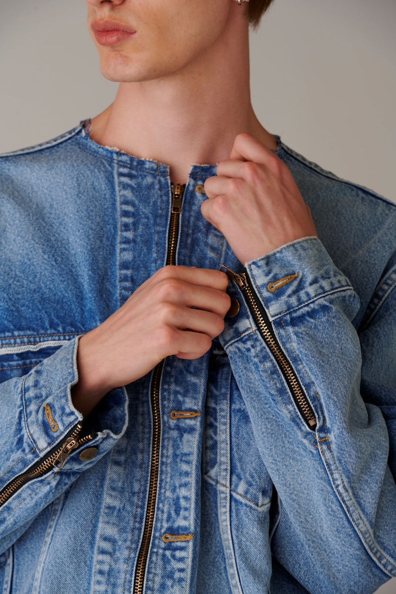 Used Denim Zip Jacket – INSCRIRE