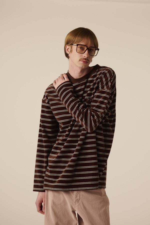 トップス INSCRIRE Velour Border Long Sleeve Tee Velvet Border Long Sleeve Tee – INSCRIRE