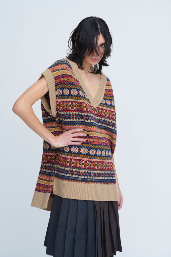 Fairisle V Neck Vest