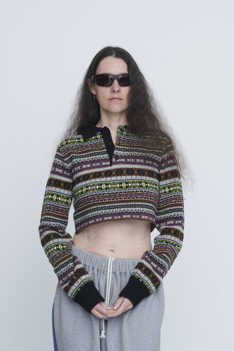 Fairisle Short Polo Sweater　